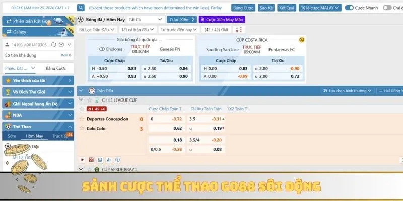 Sảnh cược thể thao GO88 sôi động