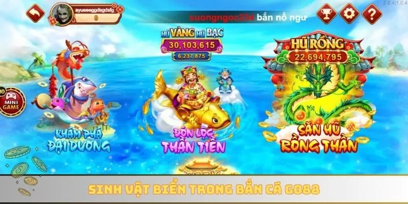 Sinh vật biển trong bắn cá GO88