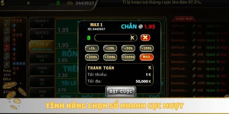 Tính năng chọn số nhanh cực mượt